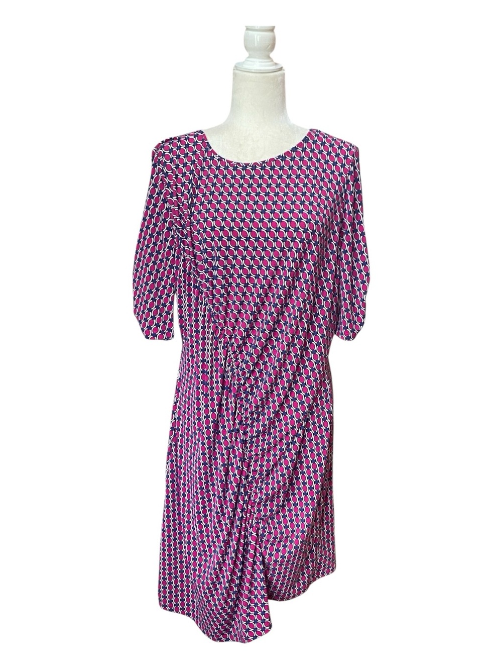 Amana Womens Plus Size Casual Shift Dress Pink Ruched Stretch